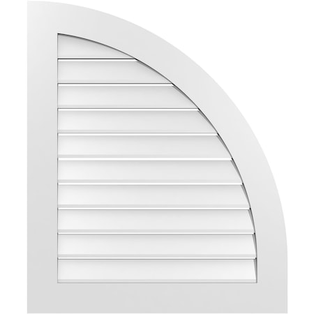 Ekena Millwork Quarter Round Top Right Surface Mount PVC Gable Vent w/ 3-1/2"W x 1"P Standard Frame, 30"W x 36"H GVPQR30X3601SF